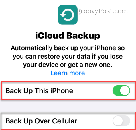auto backup option iphone