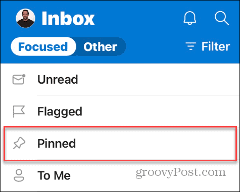 pin emails in outlook