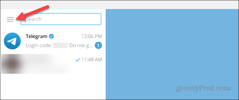 Menu button in Telegram desktop app