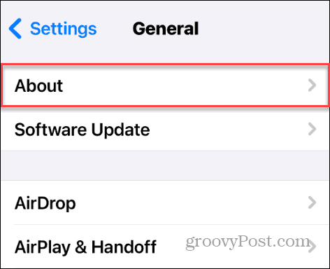 about option iphone settings menu