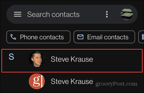 choose contact google contacts