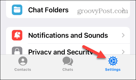 Settings icon in Telegram on iPhone