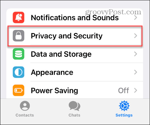 Privacy and Security settings in Telegram on iPhone