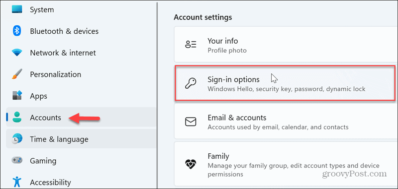 sign in options windows 11