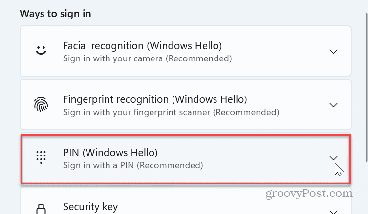 PIN Windows Hello