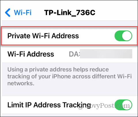 private address feature iphone
