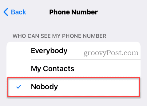 Nobody can see phone number in Telegram on iPhone