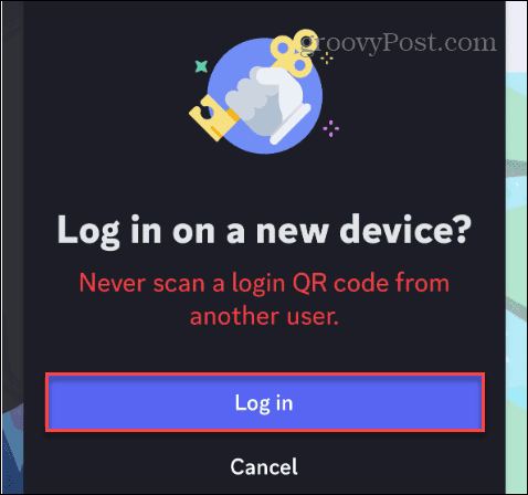 log in discord button