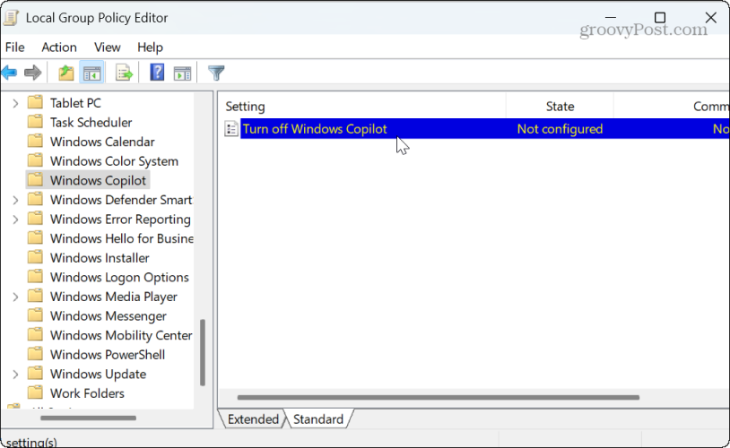 turn off copilot local group policy editor