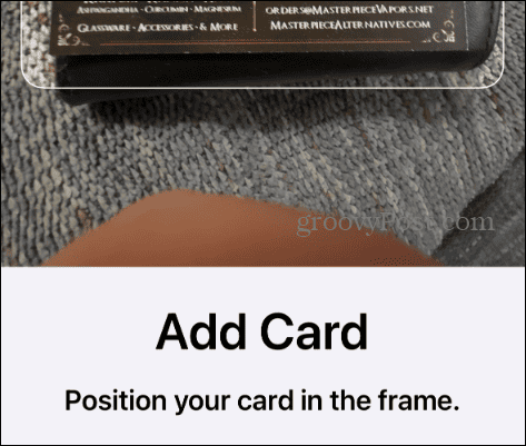 add card via iphone camera