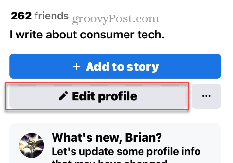 Edit profile button