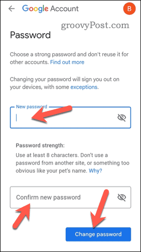 Change Gmail password