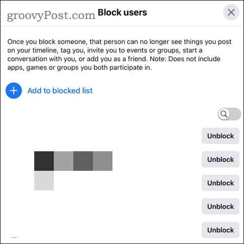 Blocked Users List on Desktop