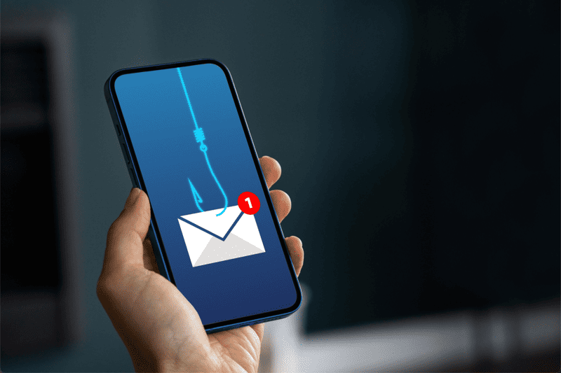 phishing email on phone