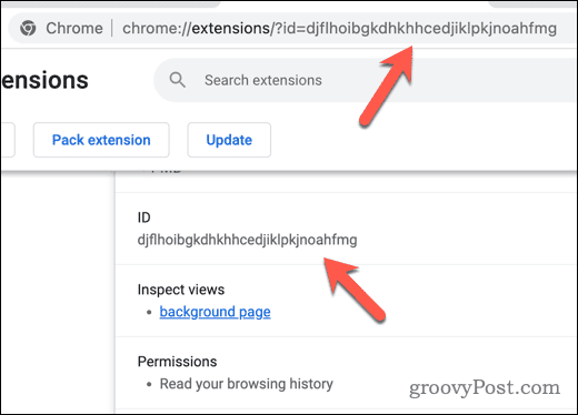 Chrome extension ID
