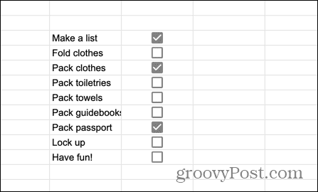 google sheets checked checkboxes