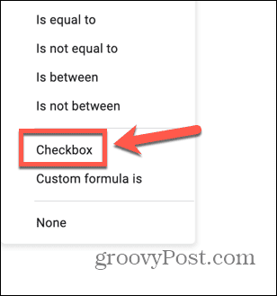 google sheets criteria checkbox
