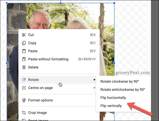 Flip an image in Google Docs