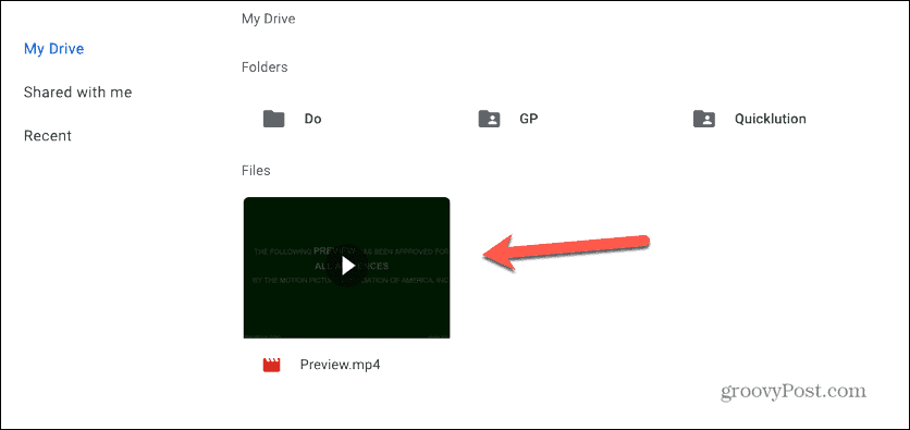 google slides select video on google drive
