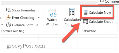 excel calculate now button
