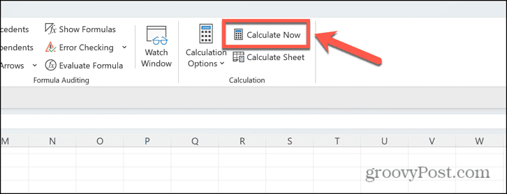 excel calculate now