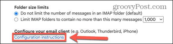 gmail imap configuration instructions