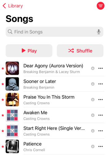 Favorite Songs in Apple Music