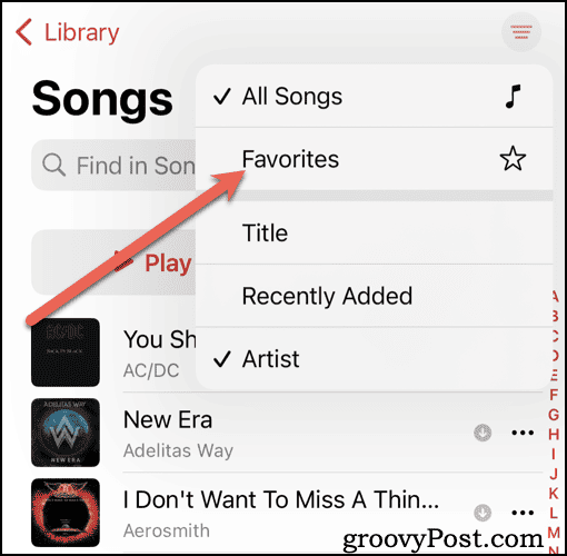 Filtering Songs to Include Only Favorites