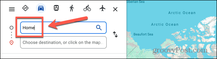 google maps home location
