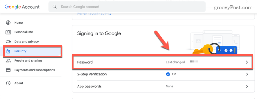 Changing Gmail password