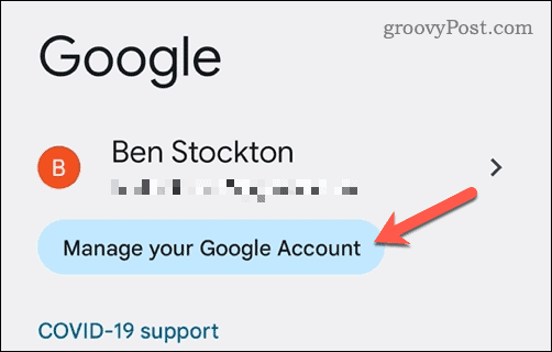 Manage Google account