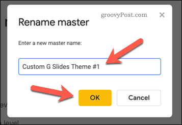 Renaming a Google Slides template