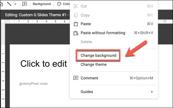 Changing the background of a Google Slides template slide