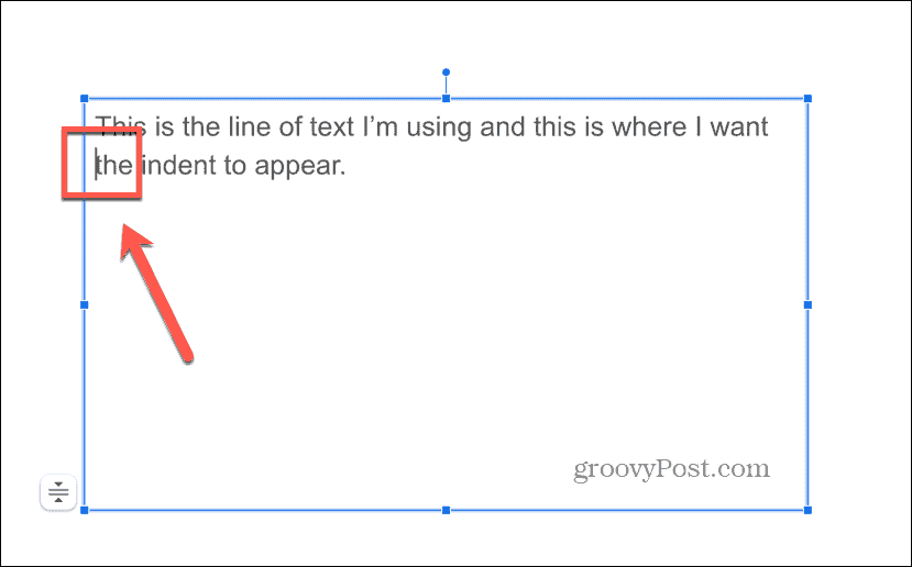 google slides cursor at start of line