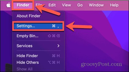 finder settings