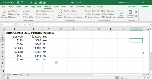 using the if function in excel