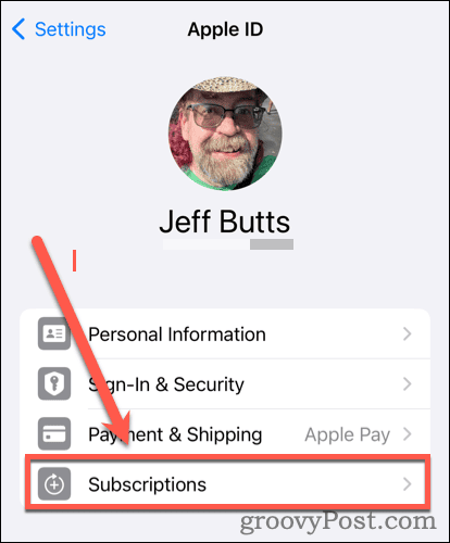iOS Settings - iCloud - Subscriptions