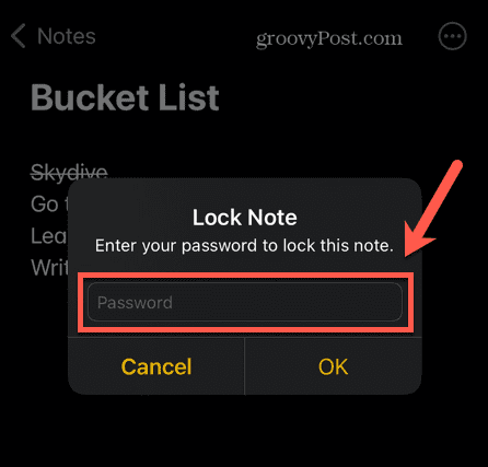 iphone password lock notes