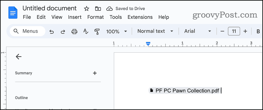 PDF link inserted with icon