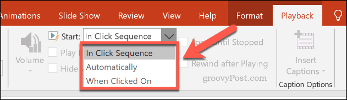 Choosing how an online video should play in PowerPoint