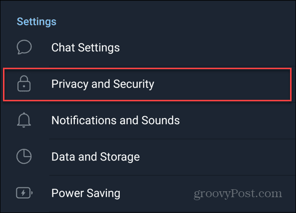 Privacy and Security Settings in Telegram on Android