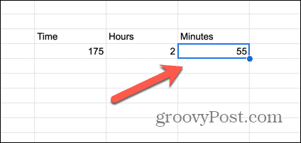 google sheets minutes result