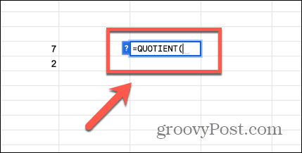 google sheets quotient function