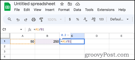 Simple Percentage Formula in Google Sheets