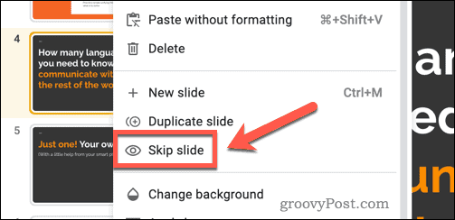 Skipping slides in Google Slides