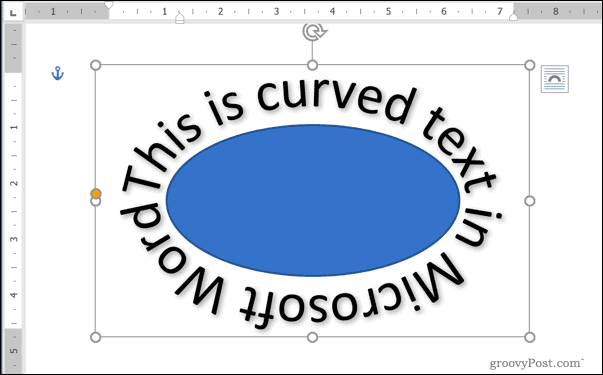 An example of curved text around a shape in Word