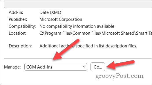 Manage COM Add-ins in Word
